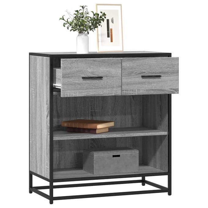 vidaXL - Dressoir - 68x35x76 - cm - bewerkt - hout - grijs - sonoma - eikenkleurig