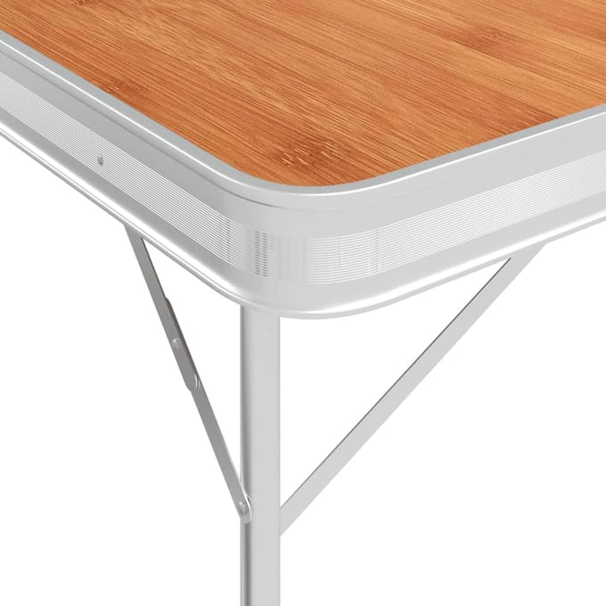 vidaXL - Campingtafel - inklapbaar - met - 2 - banken - aluminium - bruin