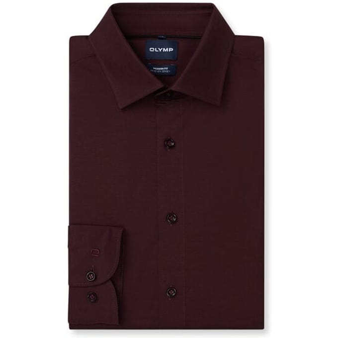 OLYMP Luxor 24/Seven Overhemd, Modern Fit, New Kent, Bordeauxrood