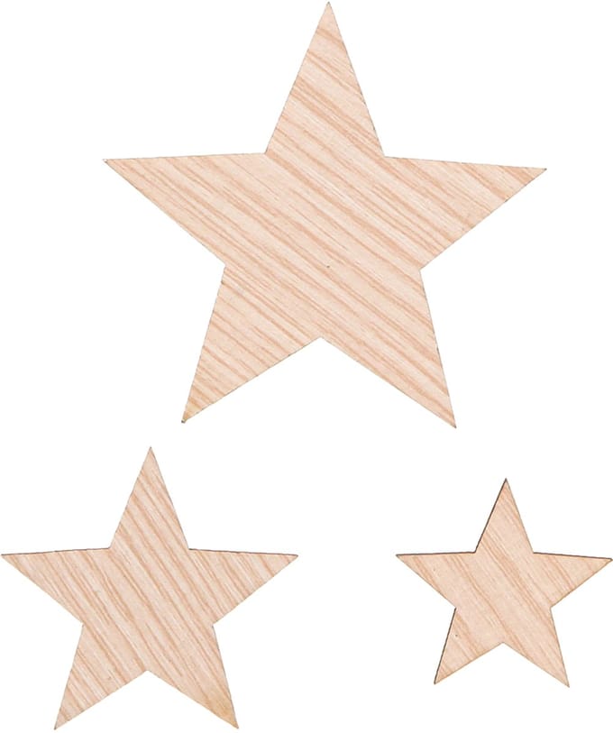 Strooidecoratie kerststerren naturel bruin Ø3–5,5cm 48 st, 48 Stück