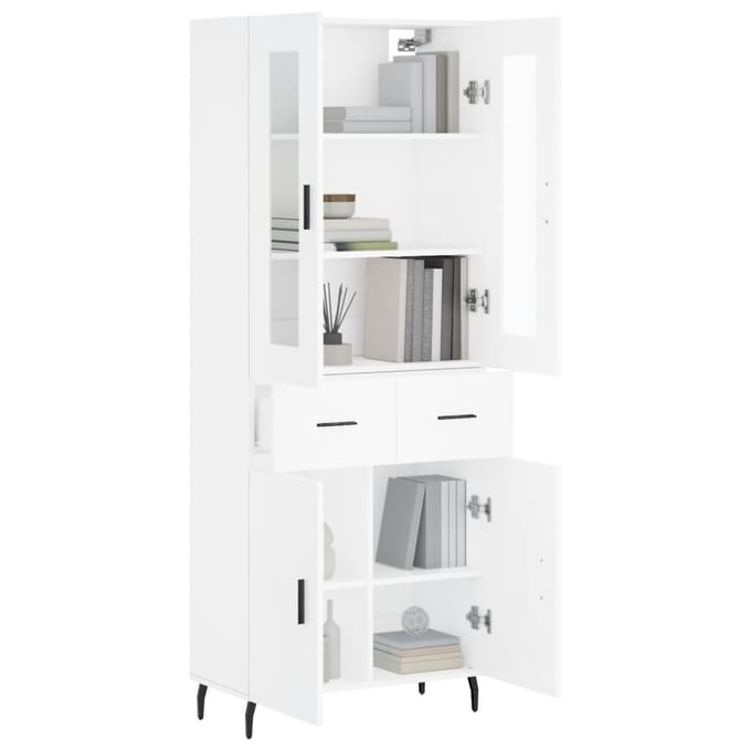 vidaXL - Hoge - kast - 69,5x34x180 - cm - bewerkt - hout - wit