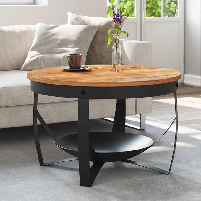 vidaXL - Salontafel - Ø - 68x43 - cm - massief - acaciahout