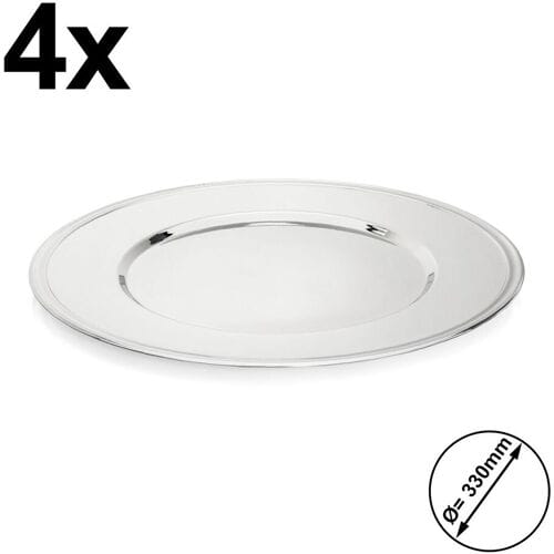 GGM Gastro (4 Stück) Edelstahl Servierplatte/ Platzteller - Ø 330mm - poliert Zilver