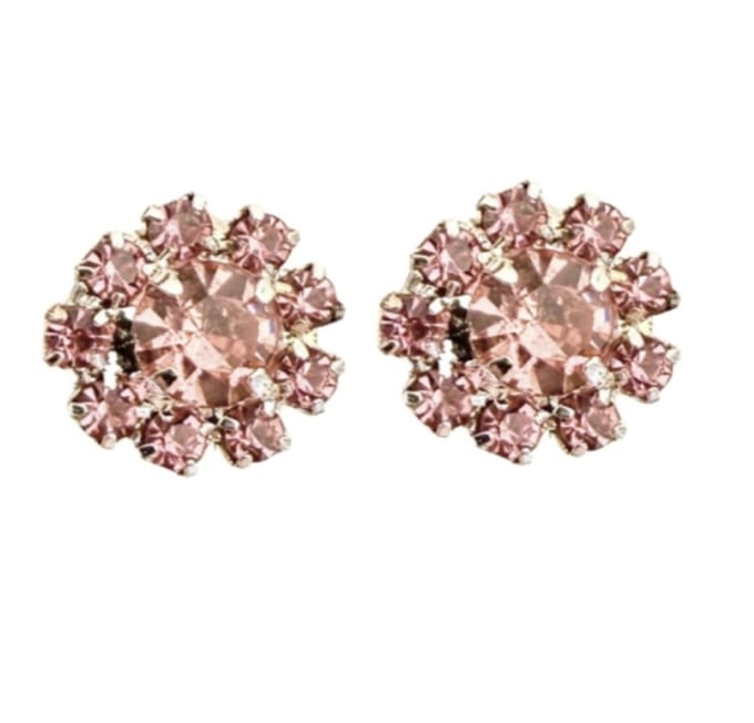Magneet oorbellen Patterson roze strass 15 mm