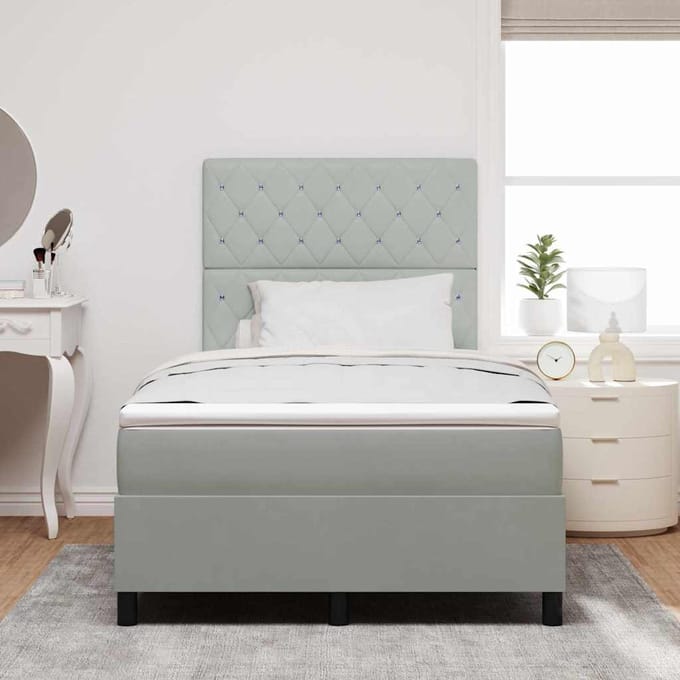 vidaXL - Boxspring - bed - met - matras - Lichtgrijs - 120 - x - 190 - cm - Fluweel