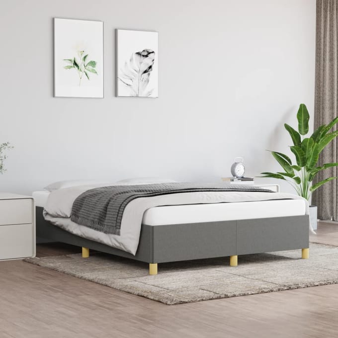 vidaXL - Bedframe - zonder - matras - stof - donkergrijs - 140x190 - cm