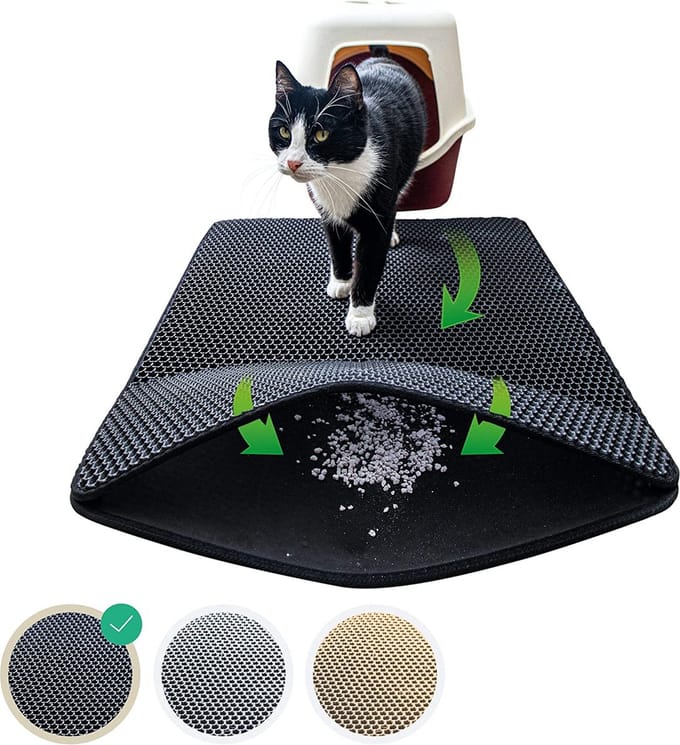 IGOODS - Kattenbakmat met filter - 45 x 60 - Waterdicht - Dubbele laag - Zwart