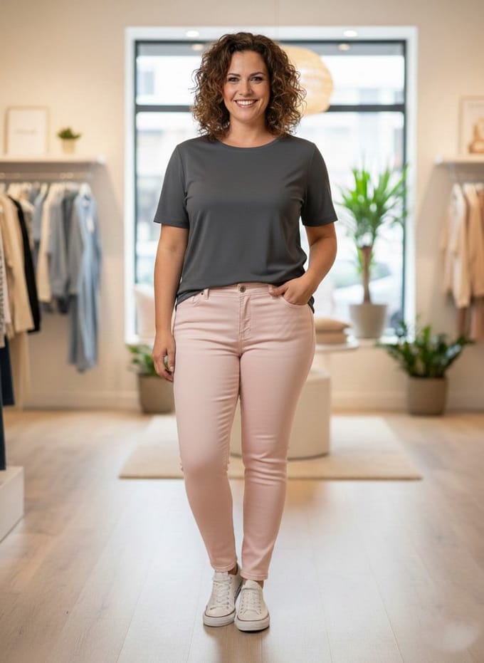 YESTA Bella-Fay Broek - Grey Rose - maat X-0(44)