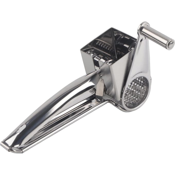 Râpe à fromage et chocolat rotative manuelle en acier inoxydable, outil de rabotage et de coupe gray
