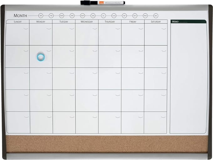 SNJY® Weekplanner Whiteboard - Familie Weekplanner - Weekplanner Magnetisch - Inclusief Marker - 58,5 x 43 cm - Wit