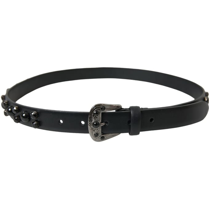 Dolce & Gabbana Zwart Versierd Leren Gegraveerde Boucle Tailleband