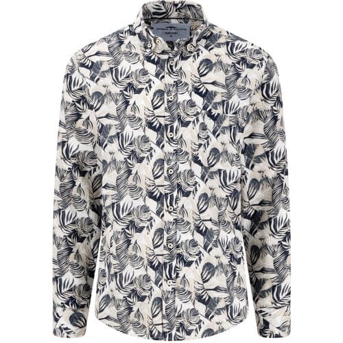 Fynch-Hatton Overhemd Summer Linnen Leaves Pattern Button-Down Zand / male