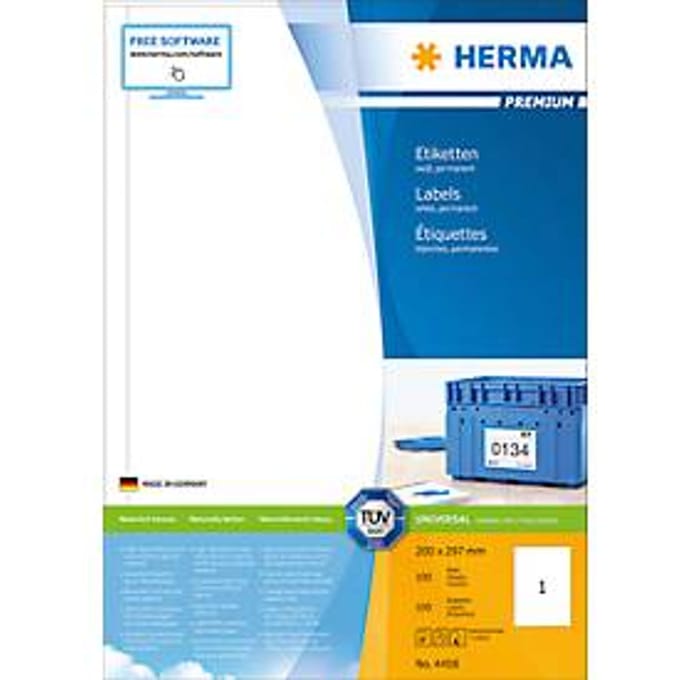 Herma premium-etiketten nr. 4458 op A4-bladen, 100 etiketten, 100 vellen