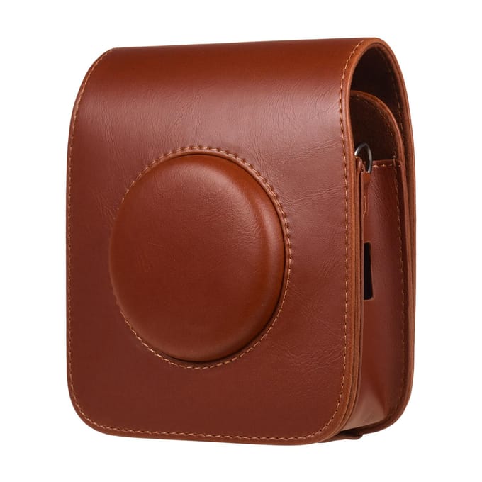 Étui portable en cuir PU pour appareil photo avec bandoulière compatible avec Fujifilm Fuji Instax SQ20 marron