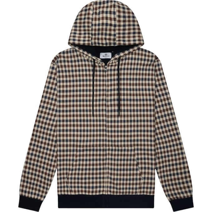 Aquascutum Active Club Check Full-zip Hoodie Navy