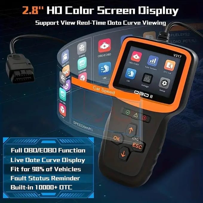 OBD2-scanner Professionele auto-motorsysteemdiagnosetool Levenslange gratis auto-DTC-opzoekcodelezer Autodiagnosetool zwart
