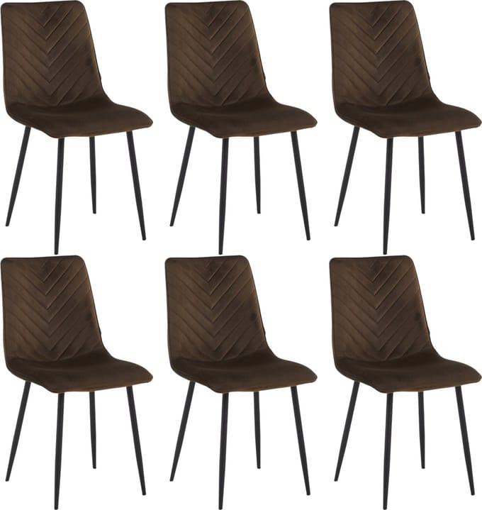 Colenis® - Senny Eetkamerstoel - Set Van 6 - Bruin - Fluweel - Industrieel - Eetkamerstoelen