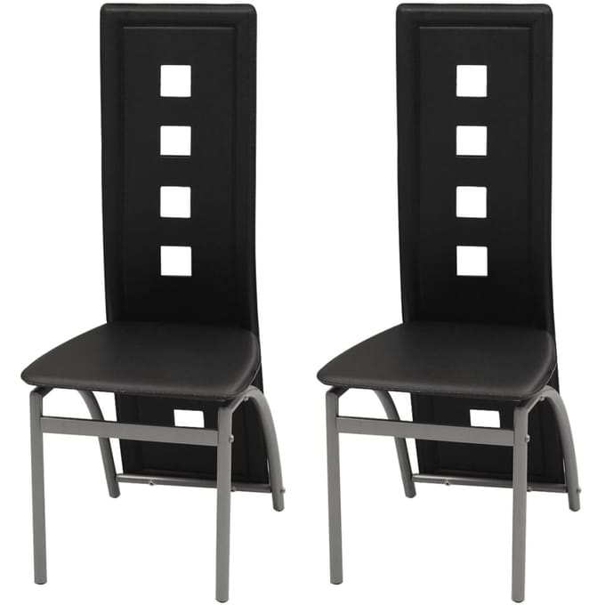 vidaXL - Eetkamerstoelen - 2 - st - kunstleer - zwart