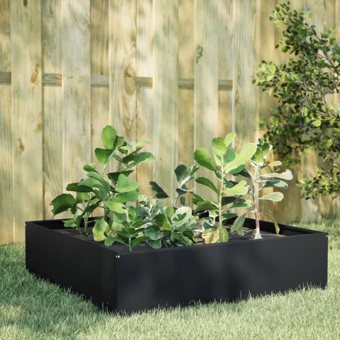 vidaXL - Plantenbak - verhoogd - 100x100x41 - cm - staal - zwart