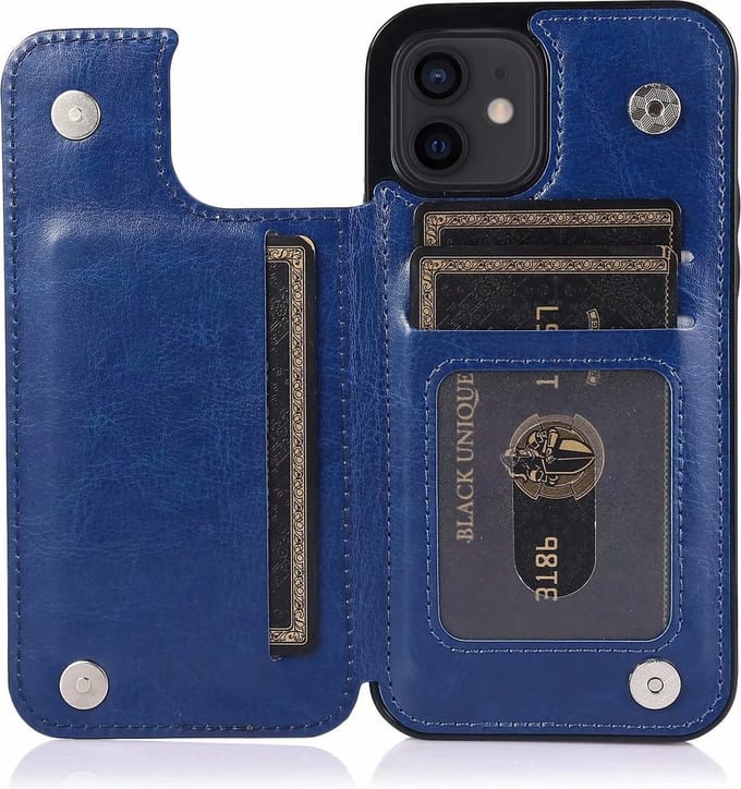 Hoesje geschikt voor iPhone 13 - Backcover - Pasjeshouder - Portemonnee - Kunstleer - Blauw