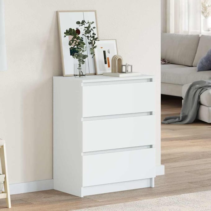 vidaXL - Dressoir - 60x35x76 - cm - bewerkt - hout - wit