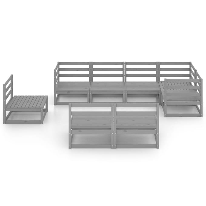 vidaXL - 8-delige - Loungeset - massief - grenenhout - grijs