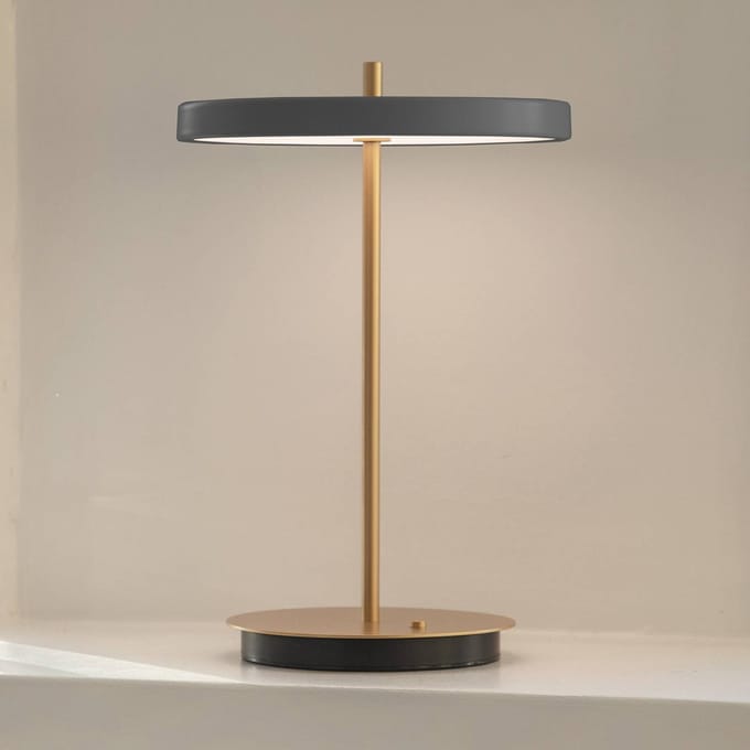 UMAGE LED-batterijtafellamp Asteria Move antraciet/messing 31 cm