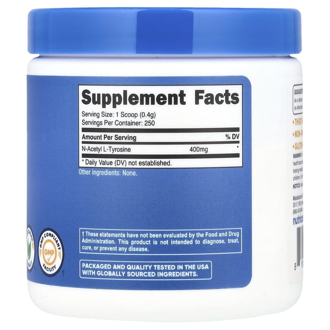 N-Acetyl L-Tyrosine, Ongezoet, 100G (3.6Oz)