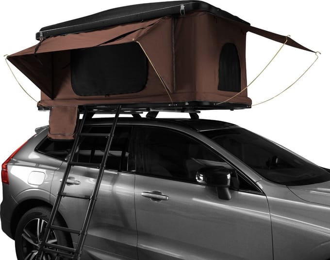 Auto daktent - bruin - 2-3 personen - 5,5cm sponsmatras