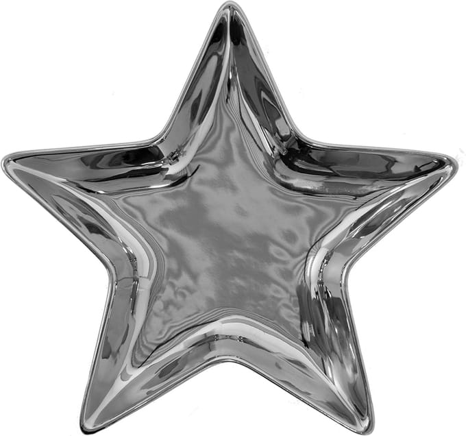 Clayre & Eef Decoratie schaal Ster 20x19 cm Zilverkleurig Keramiek