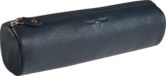 Maverick SARATOGA Leren Pennenetui rond - ritssluiting - blauw