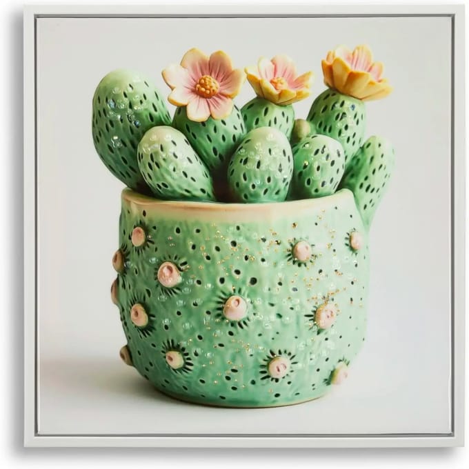 Muurdecoratie print op ster met lijst pot van cactus A Mauro Ferretti Laccata