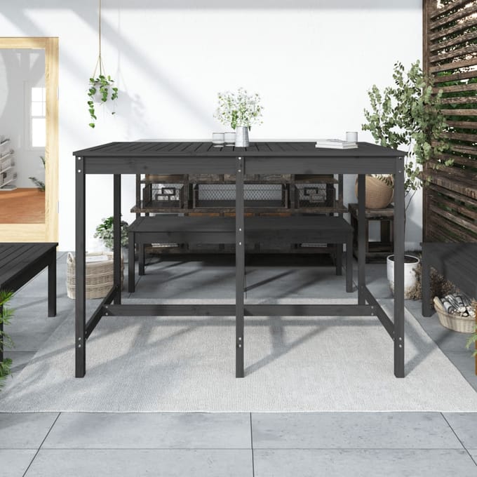 vidaXL - Tuintafel - 159,5x82,5x110 - cm - massief - grenenhout - grijs