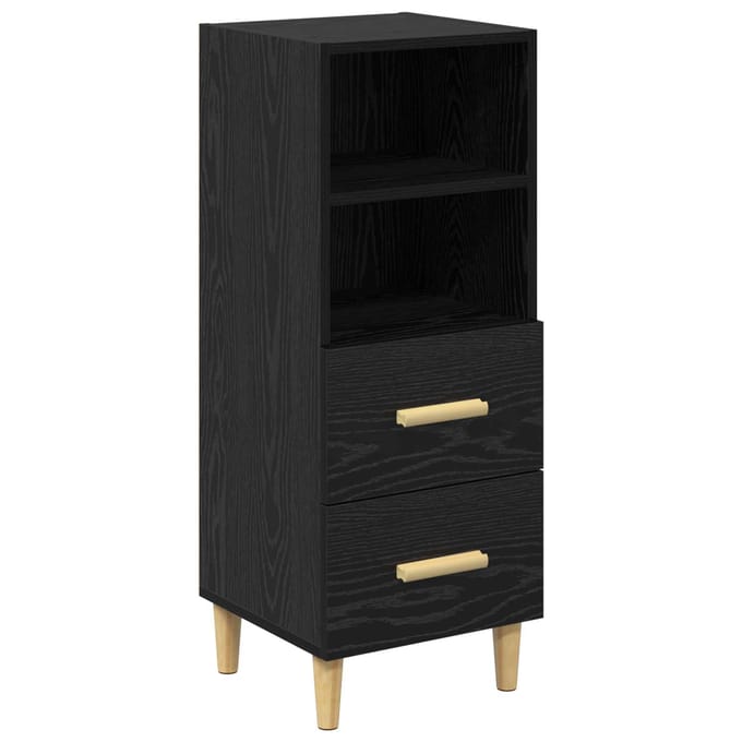 vidaXL - Dressoir - Zwart - eiken - 34 - x - 34,5 - x - 90 - cm - Bewerkt - hout