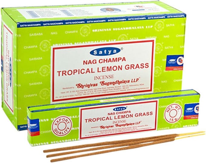 Wierookstokjes - Satya - Tropical Lemon Grass - doos met 12 pakjes