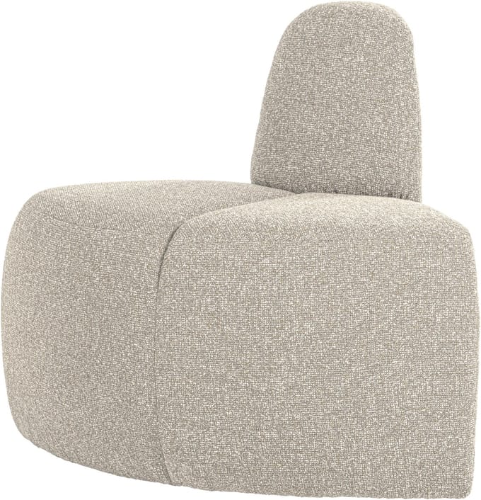 WOOOD Mojo Eetbank Hoek Rond Rugleuning - Bouclé - Beige Melange
