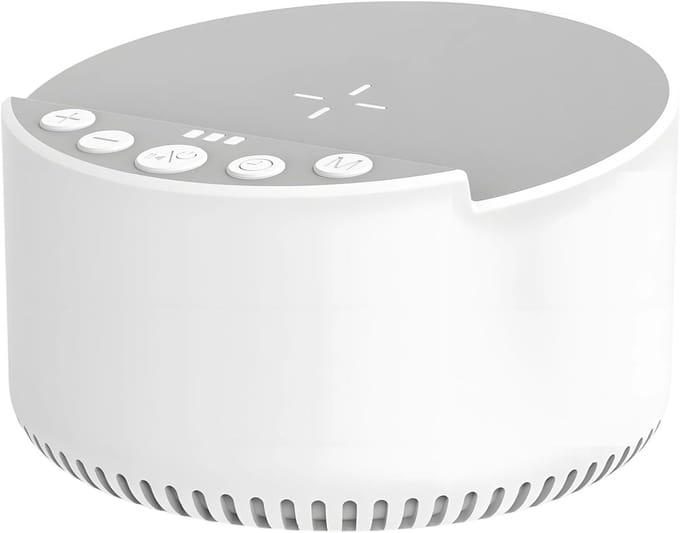 Slaap Geluid Machine - Geluid Apparaat Speaker - Rustig Slapen - Draadloze Oplader - 10 x 5.7 cm - Wit