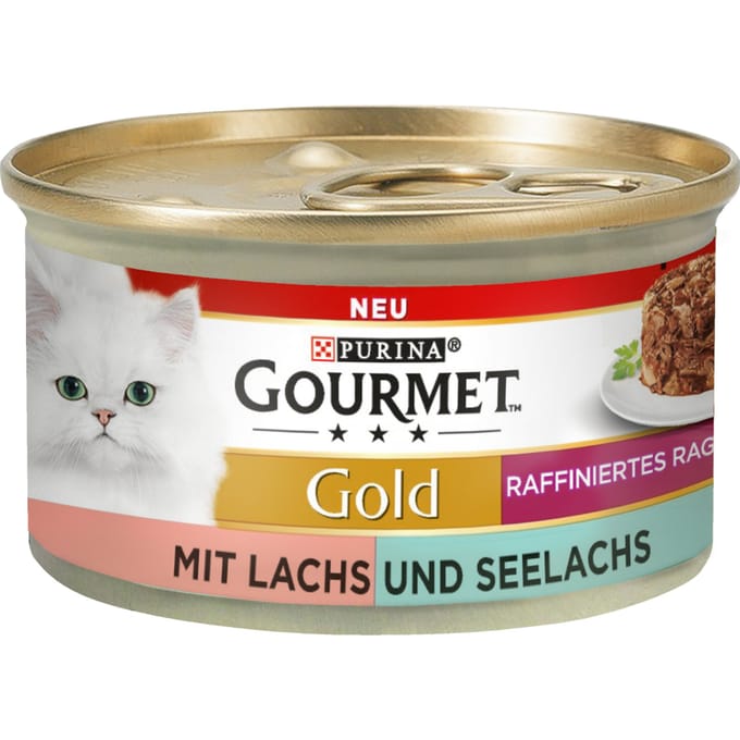 24x85g Gold Hartig Torentje Zalm en Koolvis Duo Gourmet Kattenvoer