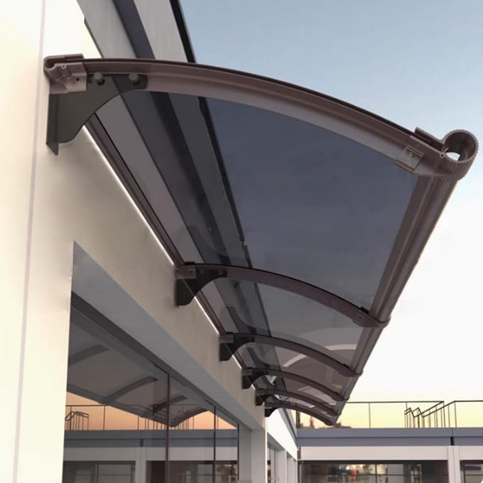Gebogen Deurluifel met Aluminium Frame - Bescherming tegen Zon en Regen