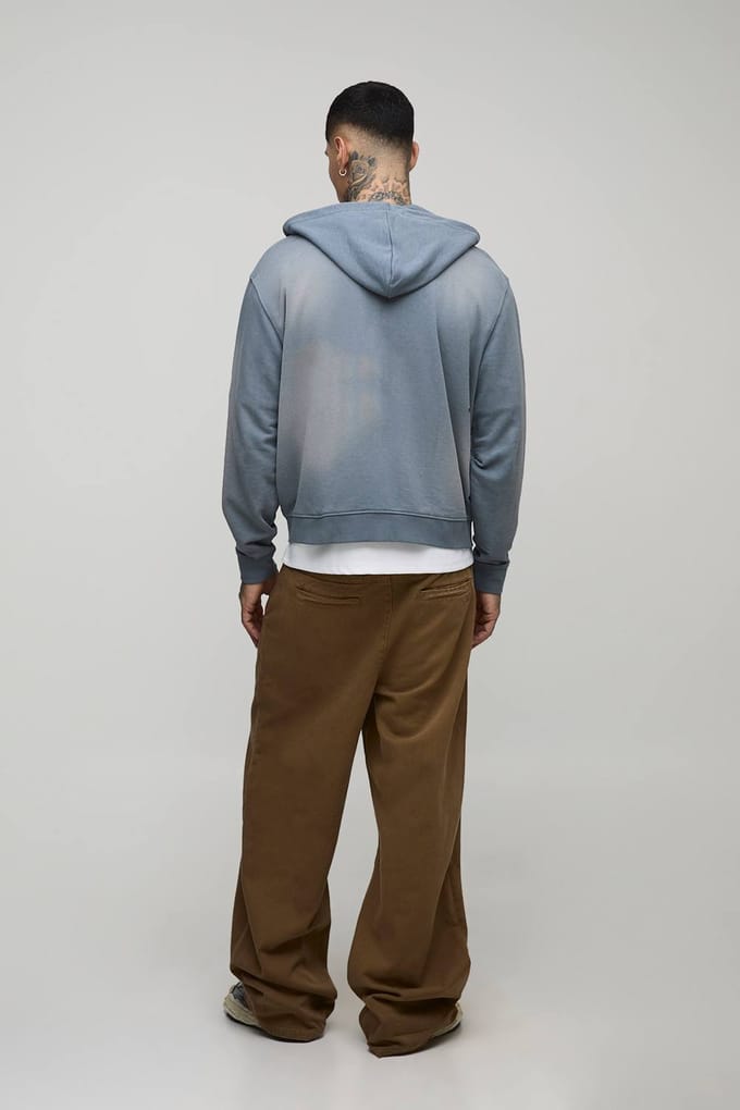 Tall Wide Fit Half & Half Waistband Washed Twill Trouser | Tobacco | Size Small