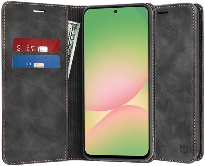 Hoesje geschikt voor Samsung Galaxy A56 - Techsuit Confy Book Wallet Case - Zwart