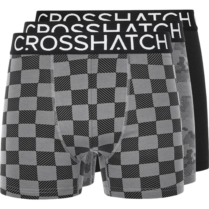 Crosshatch Heren Bresler Boxershorts (Set van 3) (Zwart)