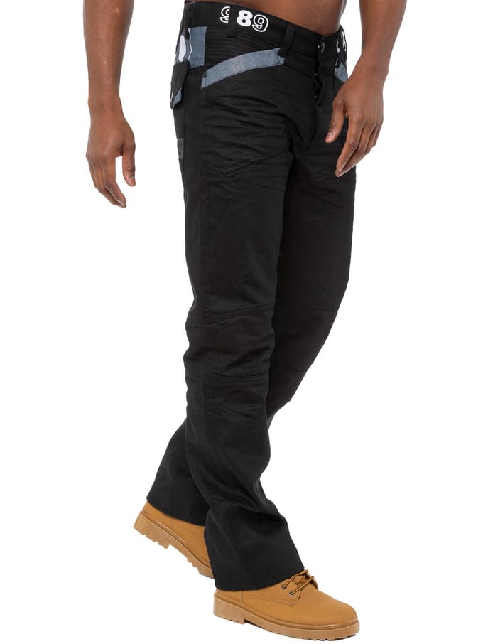 Enzo | Heren Zwarte Coated Denim Jeans