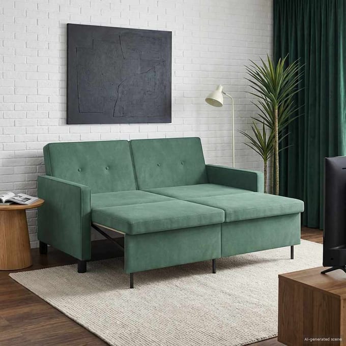 vidaXL Slaapbank Zeegroen Stof