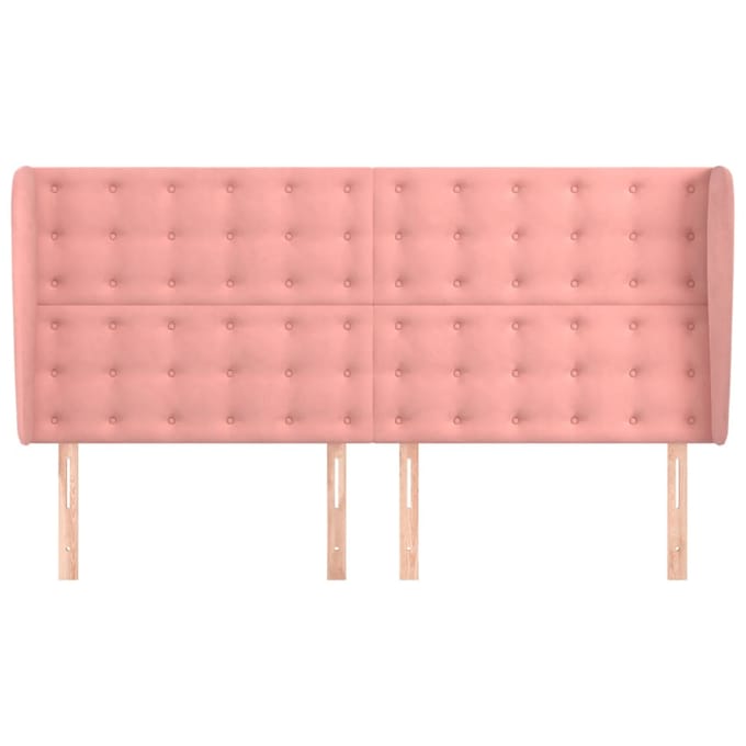 vidaXL - Hoofdbord - met - randen - 163x23x118/128 - cm - fluweel - roze