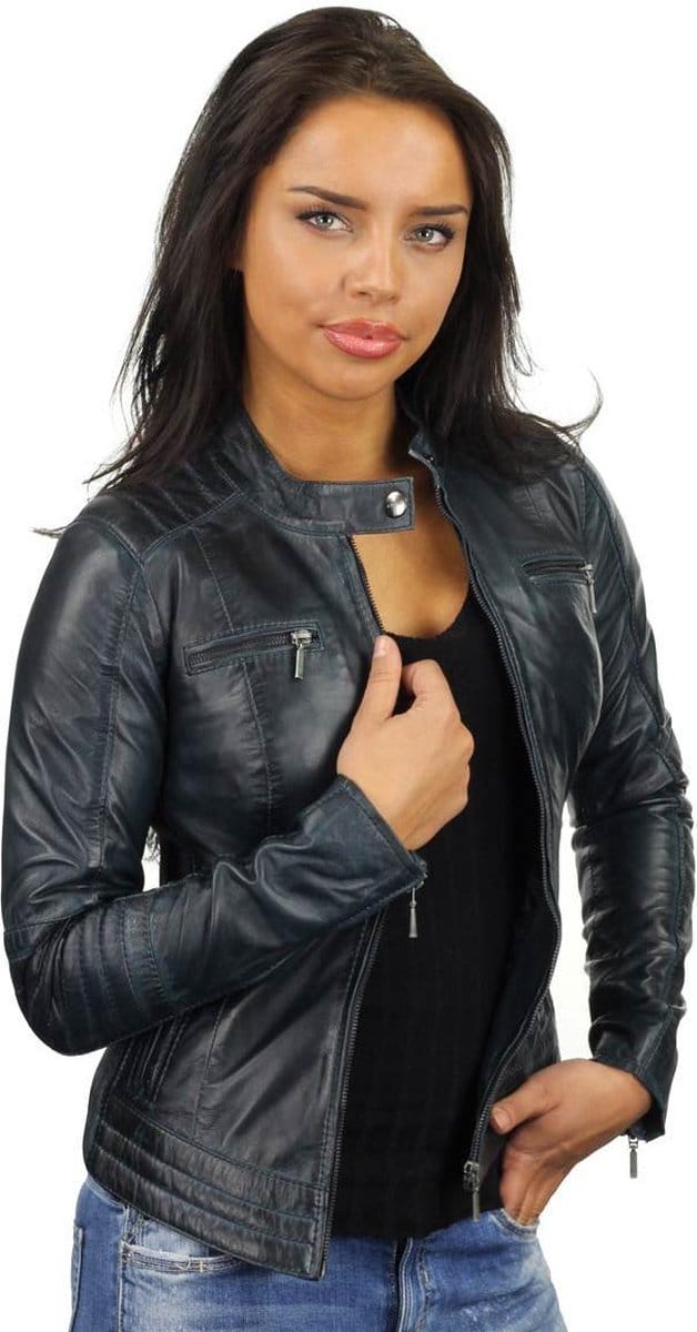 Versano Mesa Leren Dames Bikerjack Dames Jas 3XL - Blauw