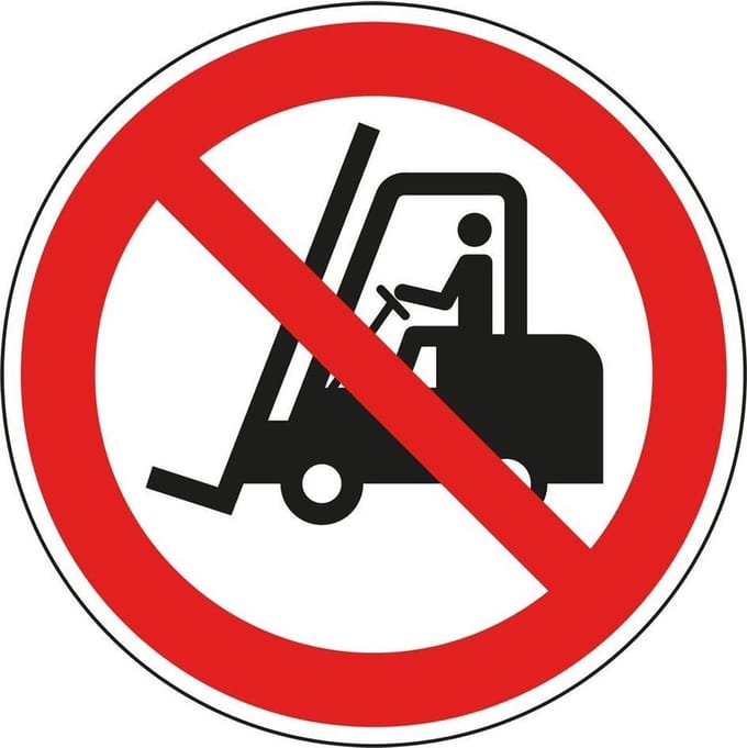 Verboden voor heftrucks sticker - ISO 7010 - P006 300 mm