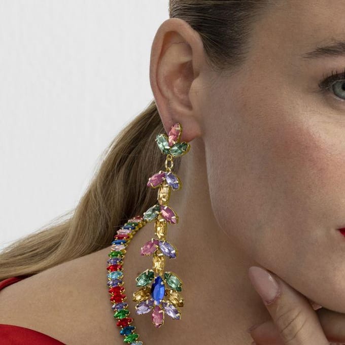 Luxenter Oorbellen met Veelkleurig Kristal 18k goud afwerking - Durblai