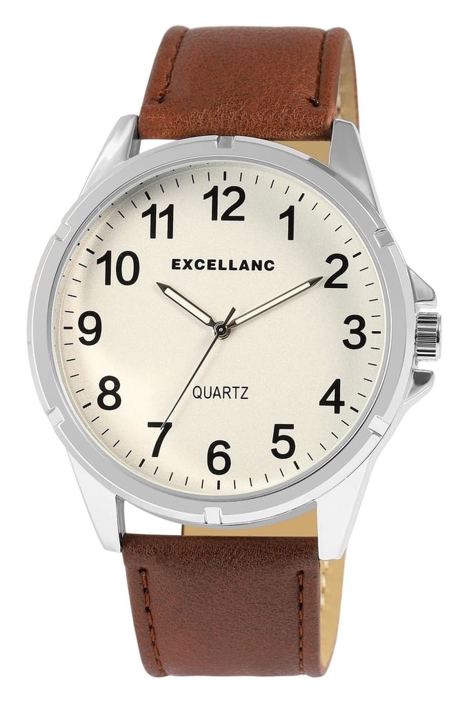 EXCELLANC Herenhorloge kunstleer Mineralglas