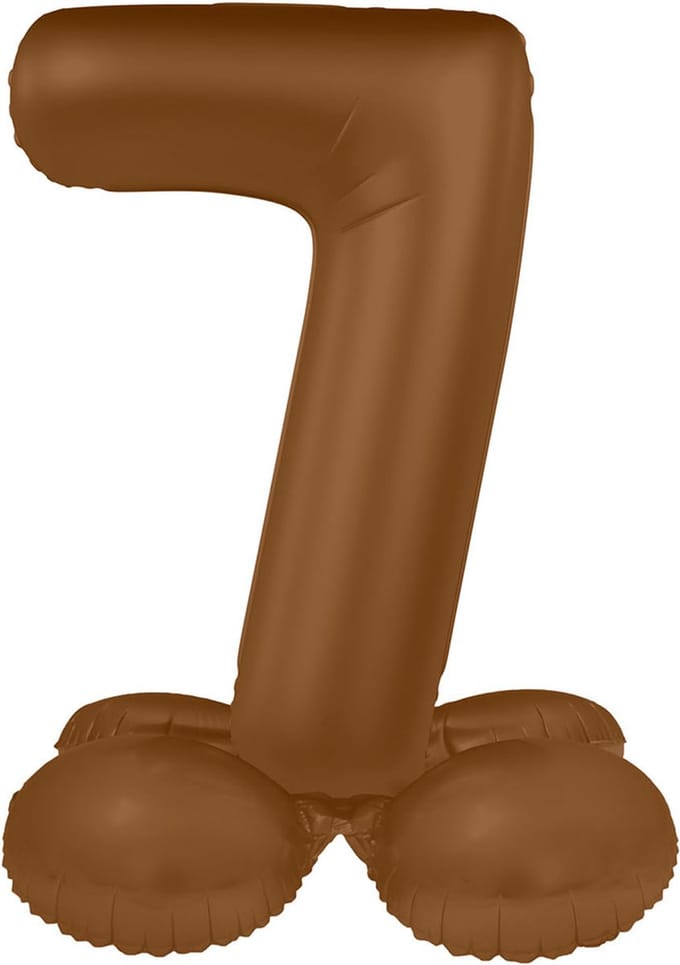 Staande Folieballon Cijfer 7 - Chocolade Bruin - Ultra Matt - 41 cm